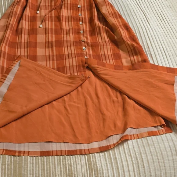 Altuzarra Picotee Orange Checkered Midi Dress In Cayenne Canyon Clay Size 42 - Picture 10 of 16